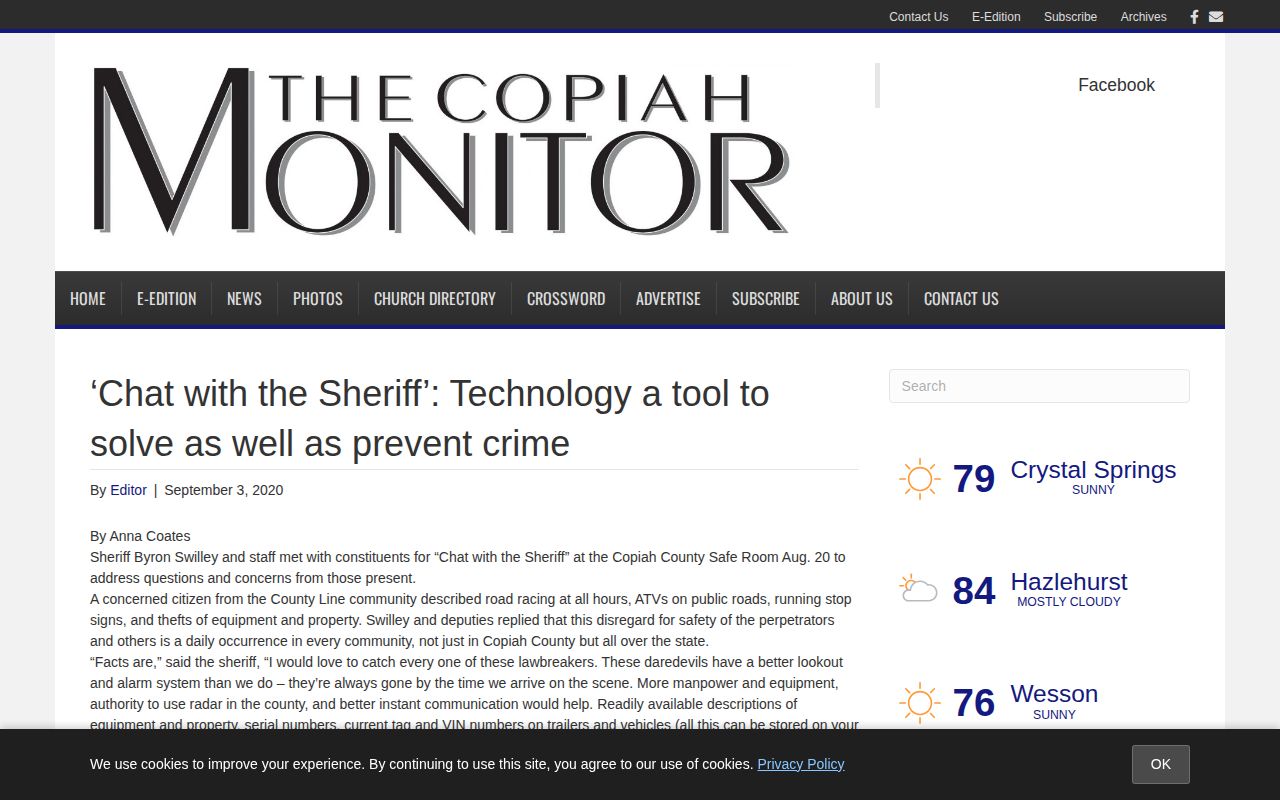 Copiah County crime-news source, The Copiah Monitor sheriff communication report