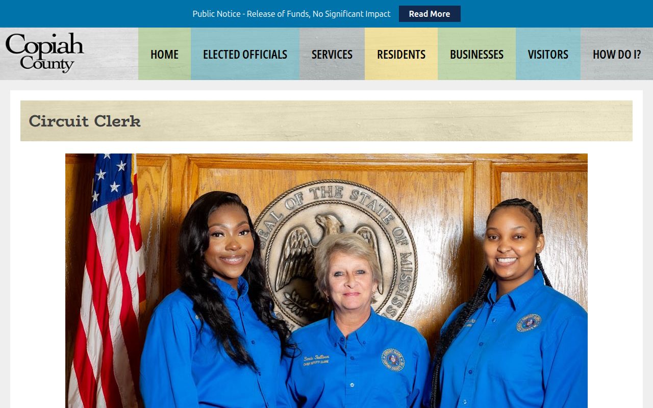 Copiah County Circuit Clerk official record-access page